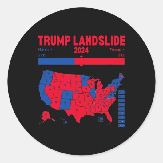 トランプ地すべり2024選挙地図312勝利地図 ラウンドシール (正面)