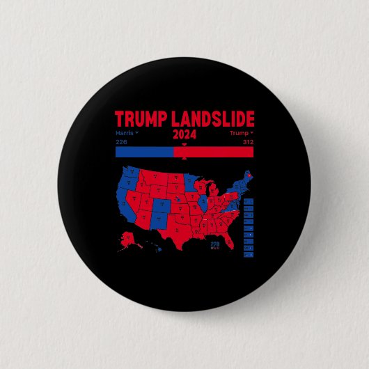 トランプ地すべり2024選挙地図312勝利地図 缶バッジ (正面)