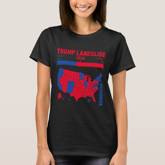 トランプ地すべり2024選挙地図312勝利地図 Tシャツ (正面)