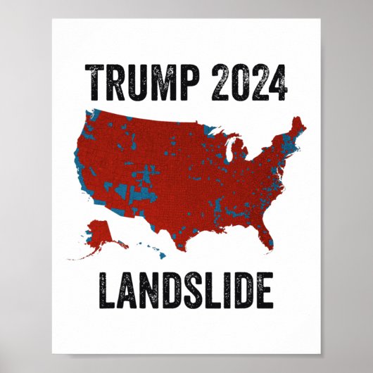 トランプ地滑り選挙地図2024プロおもしろいトランプ ポスター (正面)