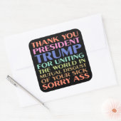 トランプ大統領が世界を統一してくれてありがとう スクエアシール (封筒)