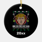 トランプ大統領が再びクリスマス素晴らしを祝う セラミックオーナメント (正面)