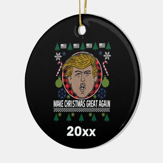 トランプ大統領が再びクリスマス素晴らしを祝う セラミックオーナメント (左)