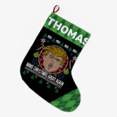 トランプ大統領が再びプ素晴らしライドを作る ラージクリスマスストッキング (正面 (吊り時))