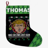 トランプ大統領が再びプ素晴らしライドを作る ラージクリスマスストッキング (正面)