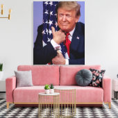 トランプ大統領が旗を掲げる キャンバスプリント (インサイチュ (リビング))