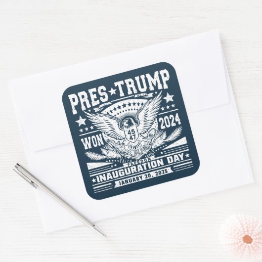 トランプ大統領が2024年ウォン スクエアシール (封筒)