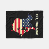 トランプ大統領ことわざオ・カナダ地図アメリカ国旗 フリースブランケット (正面(横))