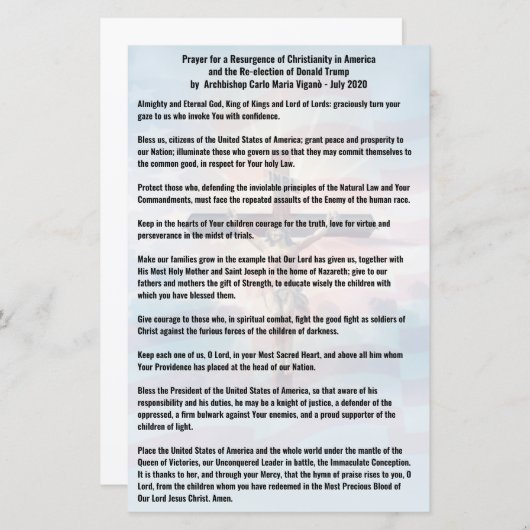 トランプ大統領と米国の祈りの言葉 – ヴィガノ (正面/裏面)