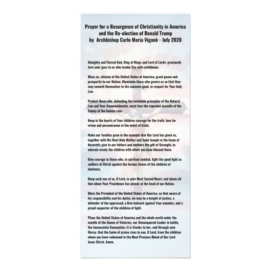 トランプ大統領と米国の祈りの言葉 – ヴィガノ ラックカード (正面)