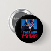 トランプ大統領とHでの射撃、 発砲後に立つ 缶バッジ (正面&裏面)