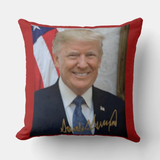 トランプ大統領によって署名された/アメリカを踏み出さない クッション (正面)
