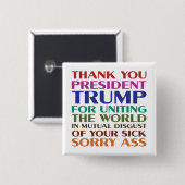 トランプ大統領に感謝 - 反トランプ 缶バッジ (正面&裏面)