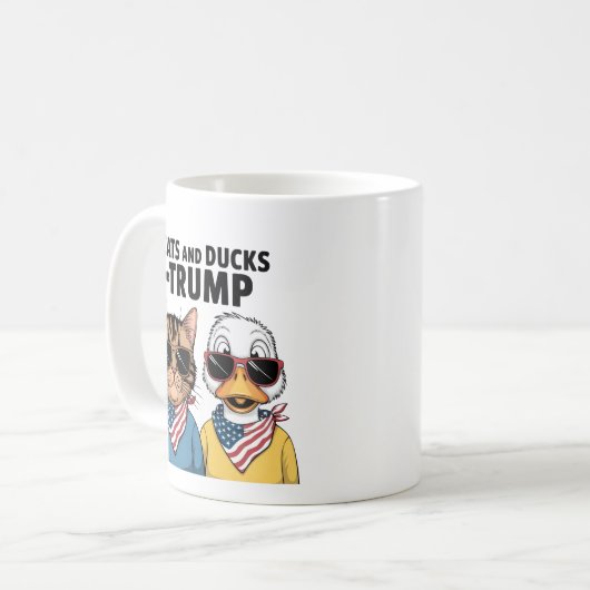 トランプ大統領のための猫とアヒル コーヒーマグカップ (正面左)