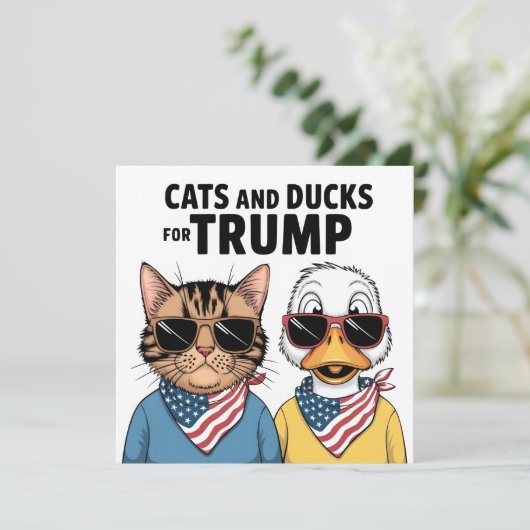 トランプ大統領のための猫とアヒル シーズンカード (スタンド正面)