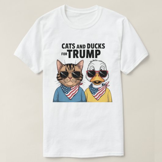 トランプ大統領のための猫とアヒル Tシャツ (デザイン正面)