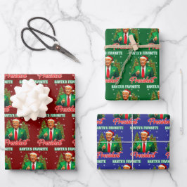 トランプ大統領のクリスマスギフト | サンタが愛する大統領 ラッピングペーパーシート