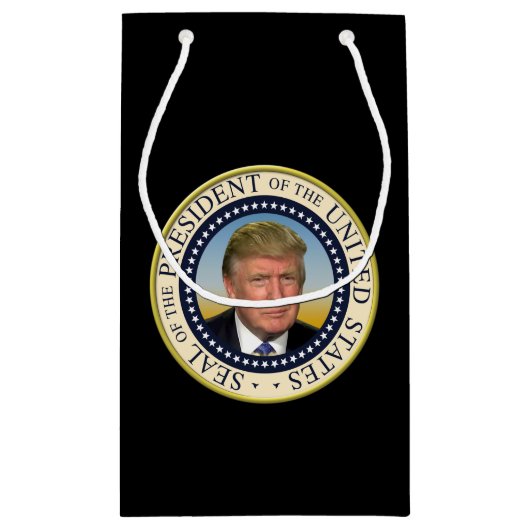 トランプ大統領の写真シ大統領のール スモールペーパーバッグ (裏面)