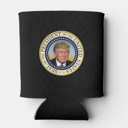 トランプ大統領の写真シ大統領のール 缶クーラー (裏面)