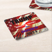 トランプ大統領の2024年投票 スクエアペーパーコースター (アングル)