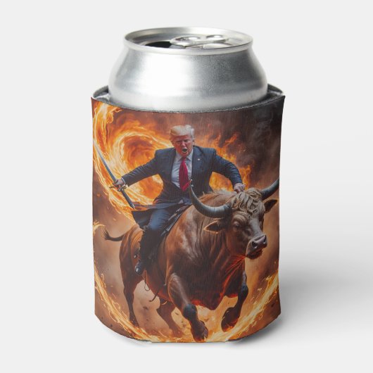 トランプ大統領は火と牛の上でクーラー 缶クーラー (缶正面)