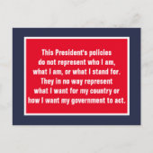 トランプ大統領は私を代表していない ポストカード (正面)