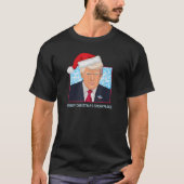 トランプ大統領メリークリスマススノーフレークハッピーホ Tシャツ (正面)