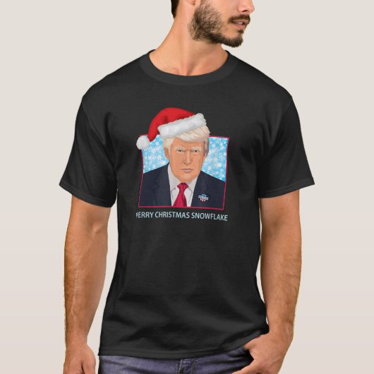 トランプ大統領メリークリスマススノーフレークハッピーホ Tシャツ (正面)