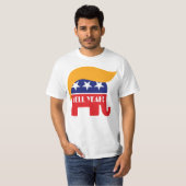 トランプ大統領万歳 - GOP象のヘアロゴ Tシャツ (正面フル)
