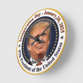 トランプ大統領就任式の日2025年1月20日 ラウンド壁時計 (傾斜)