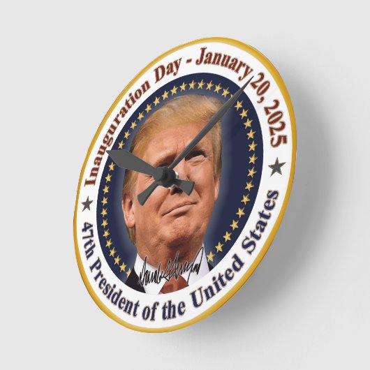 トランプ大統領就任式の日2025年1月20日 ラウンド壁時計 (傾斜)