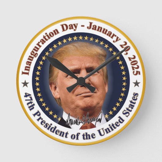 トランプ大統領就任式2025年1月20日 ラウンド壁時計 (正面)
