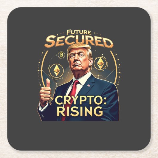 トランプ大統領就任日、未来を守る仮想通貨の台頭 スクエアペーパーコースター (正面)