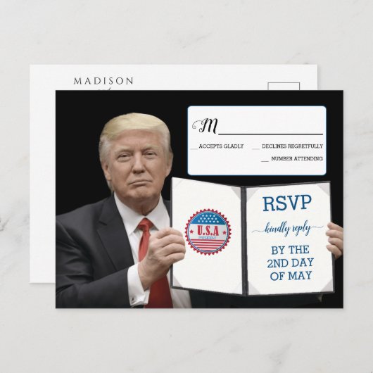 トランプ大統領📜愛国心結婚のカスタム 案内ポストカード (正面/裏面)