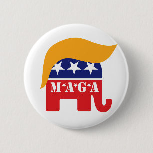 トランプ大統領2020 GOPゾウ毛MAGA 缶バッジ