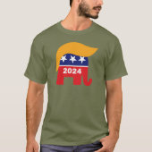 トランプ大統領2024共和党象ヘアロゴ Tシャツ (正面)