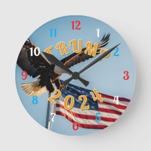 トランプ大統領2024 ラウンド壁時計
