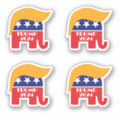トランプ大統領2024 GOP共和党象の髪 シール (正面)