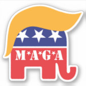 トランプ大統領2024 GOP 象の髪の毛 MAGA シール (正面)