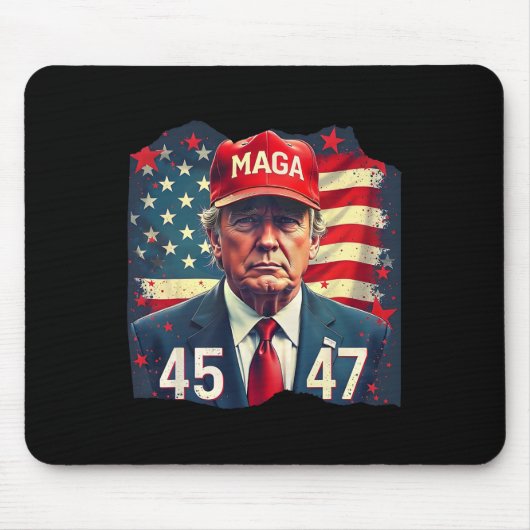 トランプ大統領45-47メガアメリカ国旗 マウスパッド (正面)