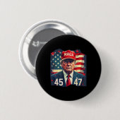 トランプ大統領45-47メガアメリカ国旗 缶バッジ (正面&裏面)
