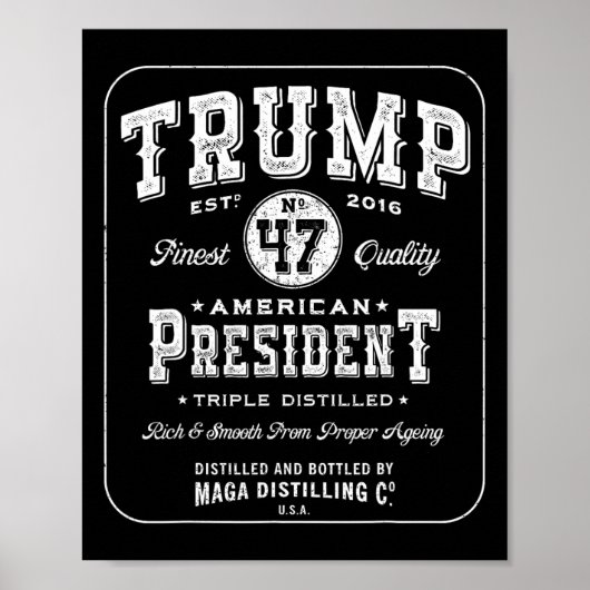 トランプ大統領47ヴィンテージウイスキーラベル2024 Vict ポスター (正面)