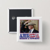 トランプ大統領 アメリカンカウボーイ 缶バッジ (正面&裏面)
