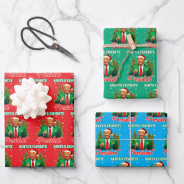 トランプ大統領 クリスマス ギフト ラッピングペーパー | サンタがお気に入りの大統領 ラッピングペーパーシート