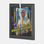 トランプ大統領 – 勝者は決してやめいない ガラスオーナメント (正面左)