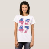 トランプ大統領 45 47 赤 白 青 Tシャツ (正面フル)
