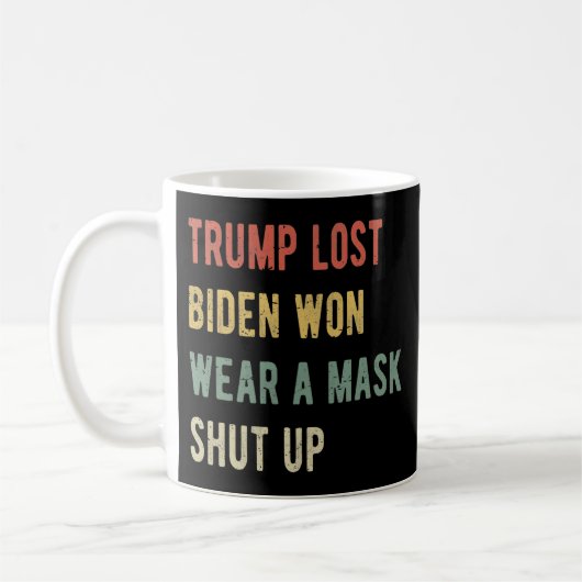 トランプ失ったバイデン氏衣服AマスクShut Up I コーヒーマグカップ (左)