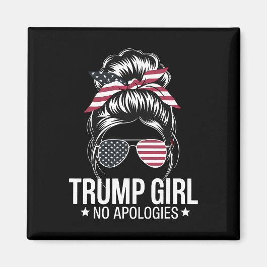 トランプ女の女の子メッシーバンアメリカ国旗サングル愛国者 マグネット (正面)