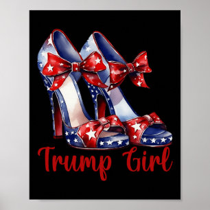 トランプ女の子ハイヒールスティレトスアメリカ国旗トランプ ポスター