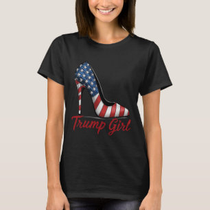 トランプ女の子ハイヒールスティレトスアメリカ国旗トランプ Tシャツ